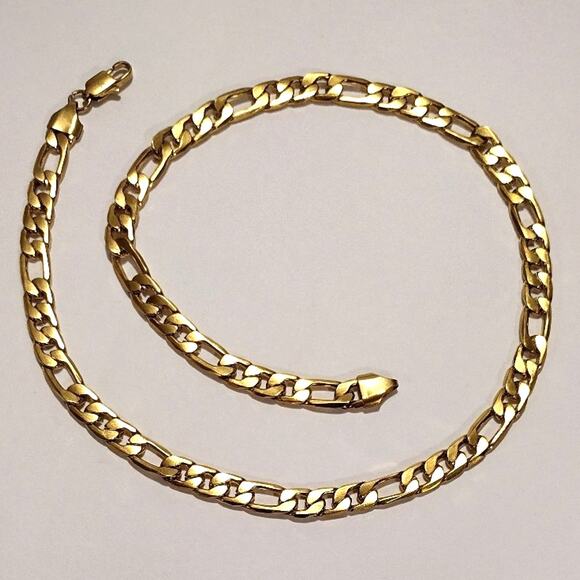 18k Genuine Gold Plated Necklace Figaro Chain Link Christmas Birthday Gift NEW!!
